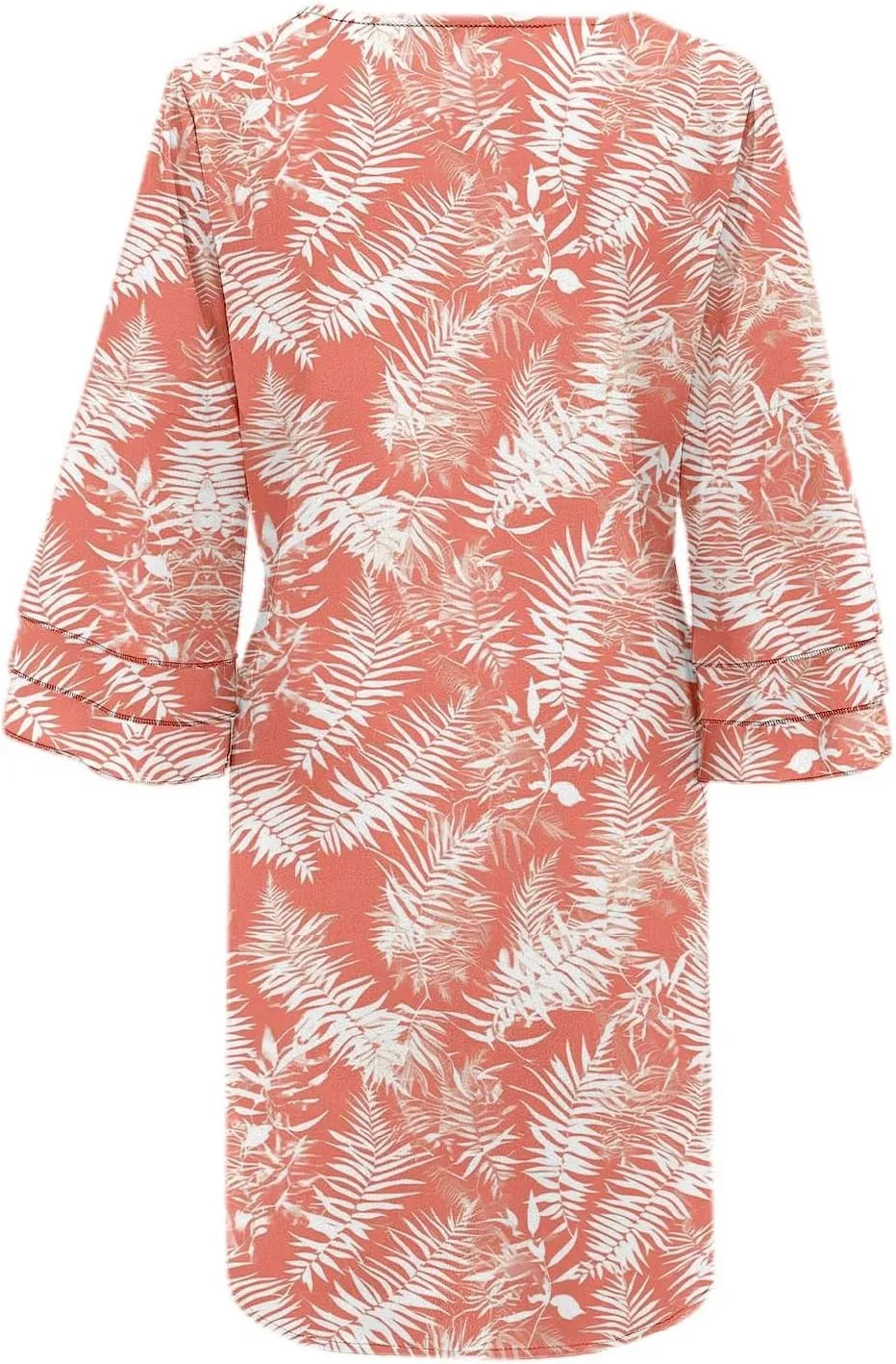 Women's Casual Boho Floral Print Dress Loose V Neck 3/4 Wave Bell Sleeve Flowy Mini Beach Summer Dresses for Women