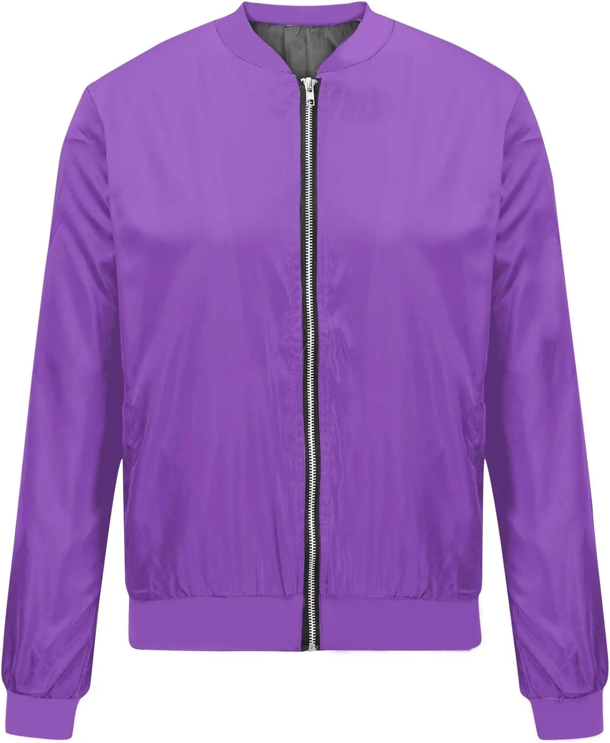 Women's Casual Floral Zip Up Bomber Jacket Spring Long Sleeve Coat Stand Collar Lightweight Short Outwear Tops