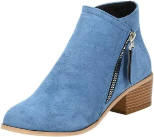 Womens Cowboy Boots Comfortable Chunky High Heel Round Toe Boots for Women Ankle Breathable Lace Short Cowgirl Boots