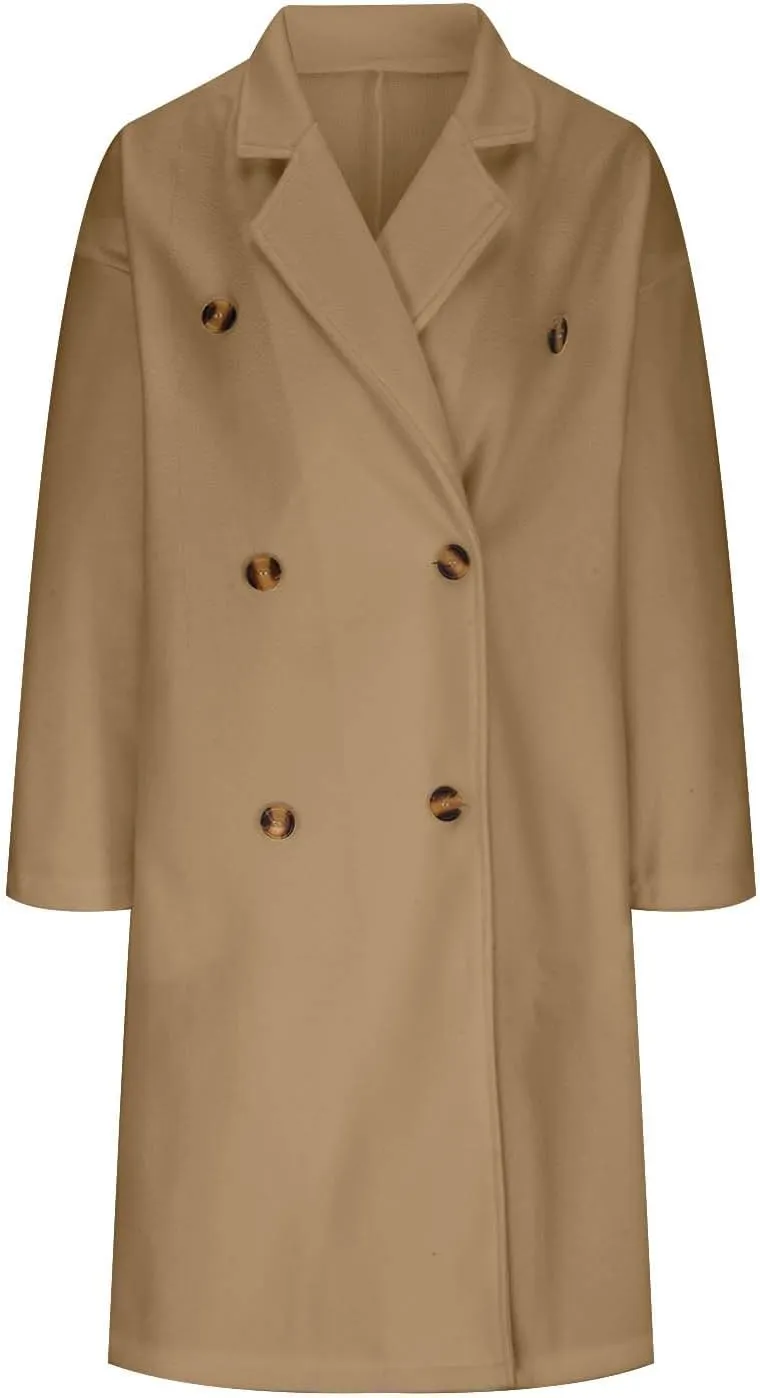 Womens Fall Long Blazer Jackets Wool Trench Coat Tweed Blazers Casual Long Jackets Fashion Cardigan Coat