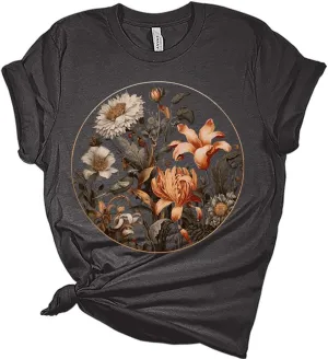 Womens Floral Shirts Trendy Wildflower Vintage Graphic Tees Casual Short Sleeve T Shirts Bella Summer Tops