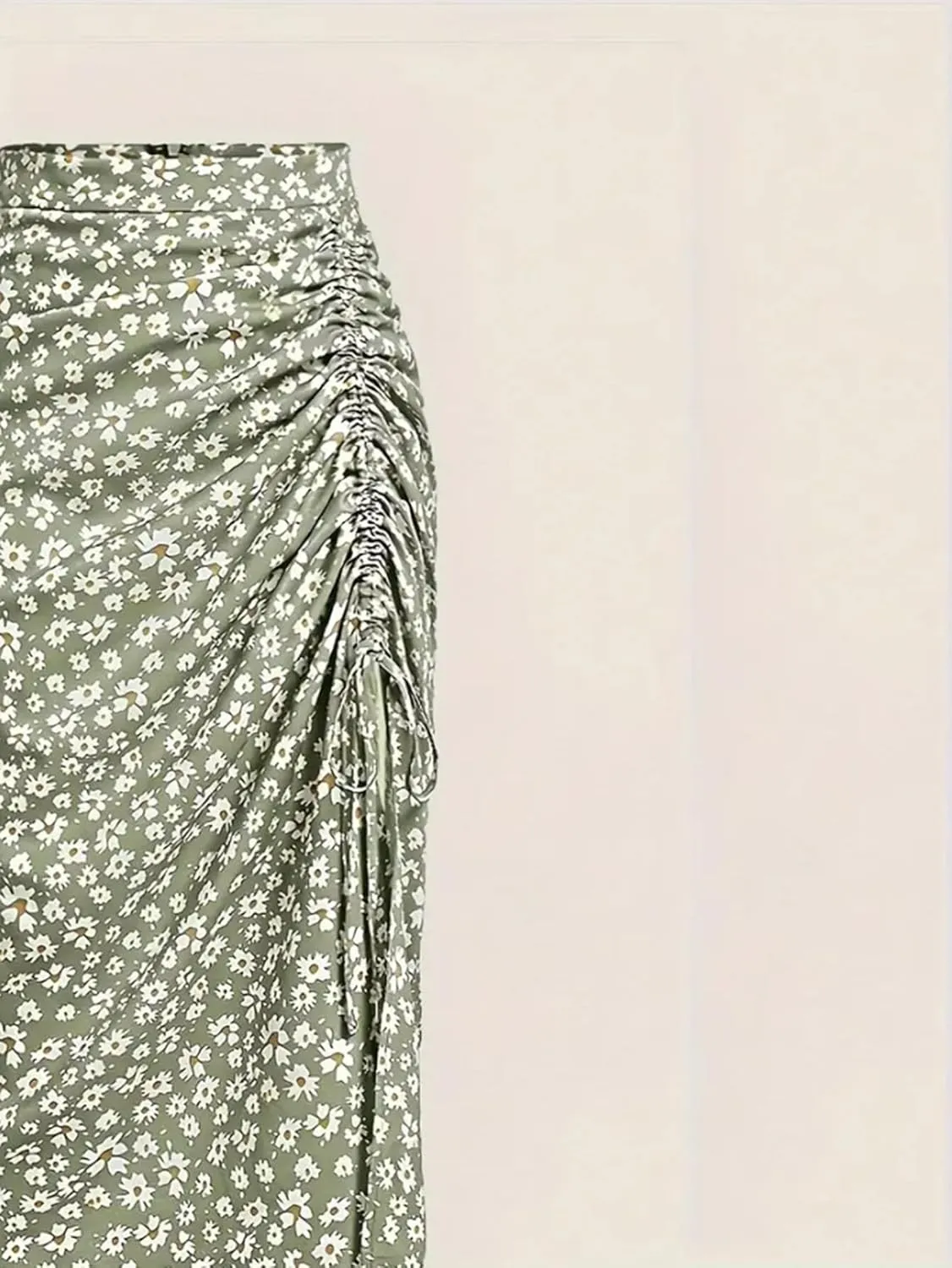Women's Floral Skirt Pleated Sarong Chrysanthemum Midi Style