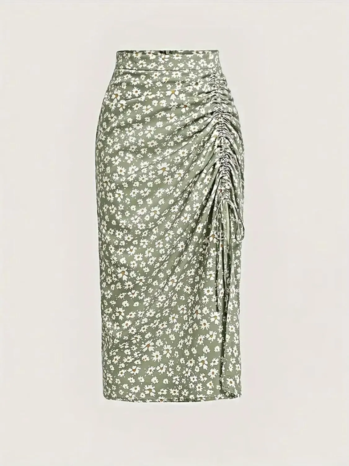 Women's Floral Skirt Pleated Sarong Chrysanthemum Midi Style