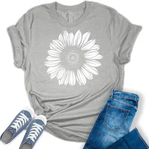 Women's Graphic Sunflower T Shirt Summer Bella Top Casual Plus Size Tee