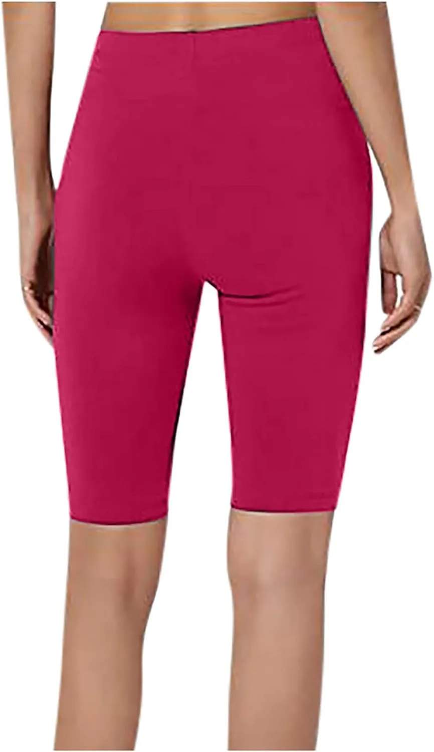 Women's Gym Shorts High Waisted Yoga Shorts Solid Colour Leggings Slip Shorts Biker Cycling Shorts Workout Running