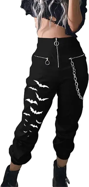 Womens High Waist Jogging Pants with Multi Zipper Lightweight Sweatpants Casual Relaxed Fit Trousers