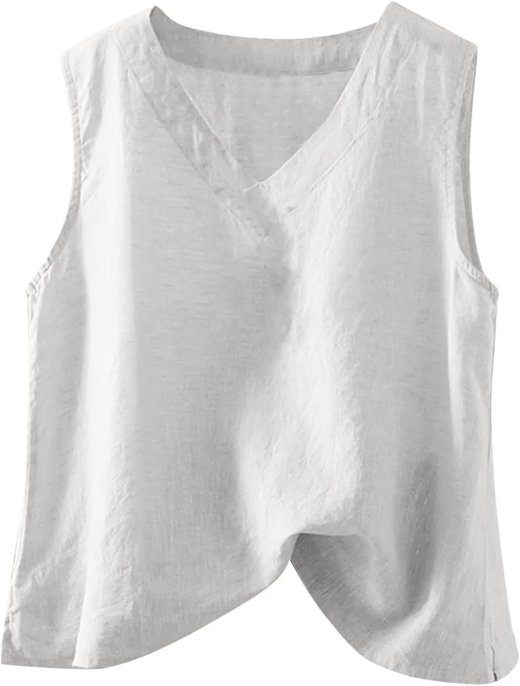 Womens Loose Fit Casual Flowy Tank Tops V Neck Trendy Sleeveless Summer Top Side Slit Shirts Solid Lightweight Tee