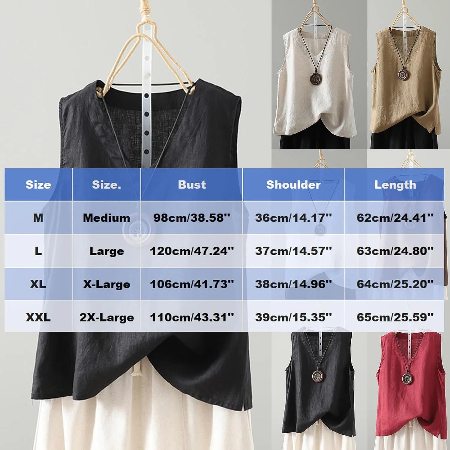 Womens Loose Fit Casual Flowy Tank Tops V Neck Trendy Sleeveless Summer Top Side Slit Shirts Solid Lightweight Tee