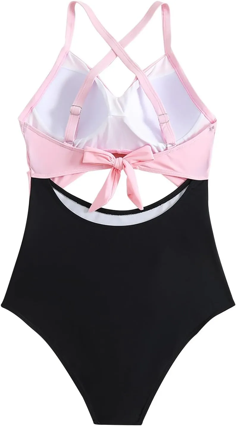Womens One Piece Swimsuits Tummy Control Thong Monokini Cutout High Waisted Bathing Suit Criss Cross Tie Back Swimsuit