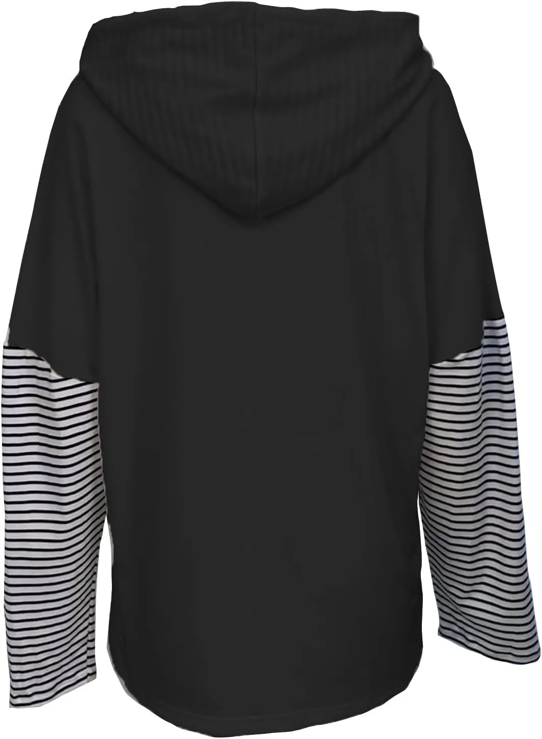 Womens Oversized Sweatshirt Striped Color Block Hoodies Drawstring Casual V Neck Long Sleeve Pullover Tops