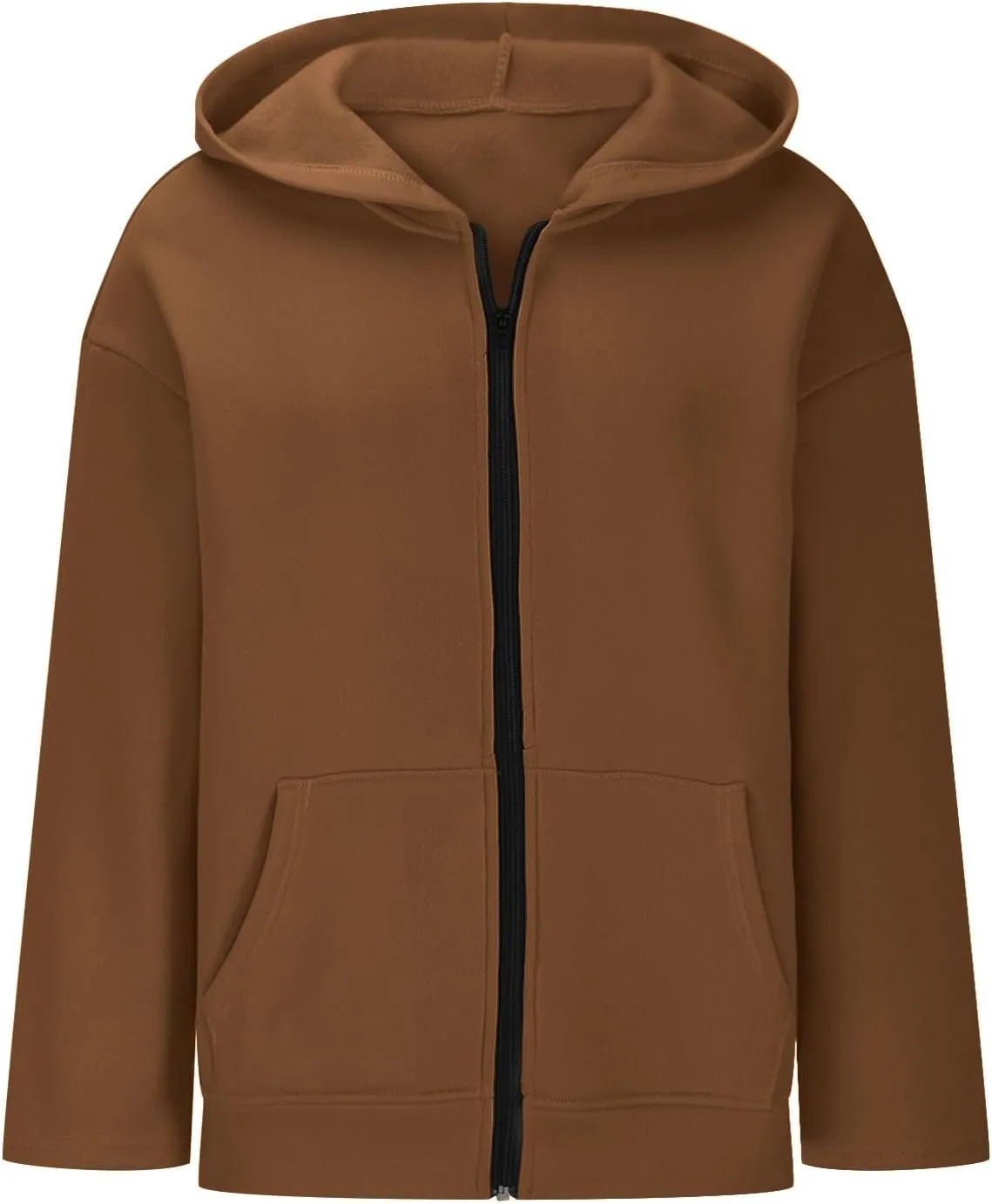 Women's Oversized Zipper V-Neck Hoodies,2024 Casual Fashion Long Sleeve Fleece Sweatshirts,Cute Winter Clothes