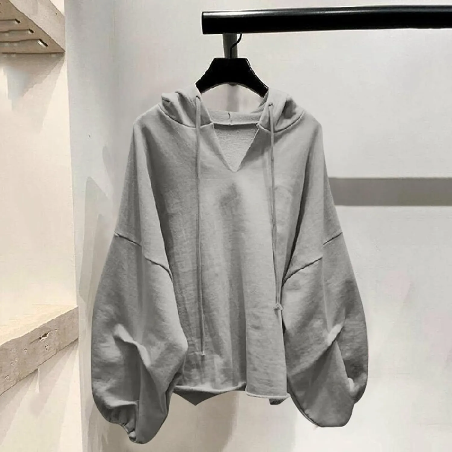 Women's Plus Size Batwing Sleeve V Neck Hoodie Casual Chic Oversized Top for Effortless Style Lace Tunic Plus