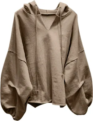 Women's Plus Size Batwing Sleeve V Neck Hoodie Casual Chic Oversized Top for Effortless Style Lace Tunic Plus