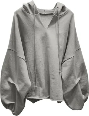 Women's Plus Size Batwing Sleeve V Neck Hoodie Casual Chic Oversized Top for Effortless Style Lace Tunic Plus