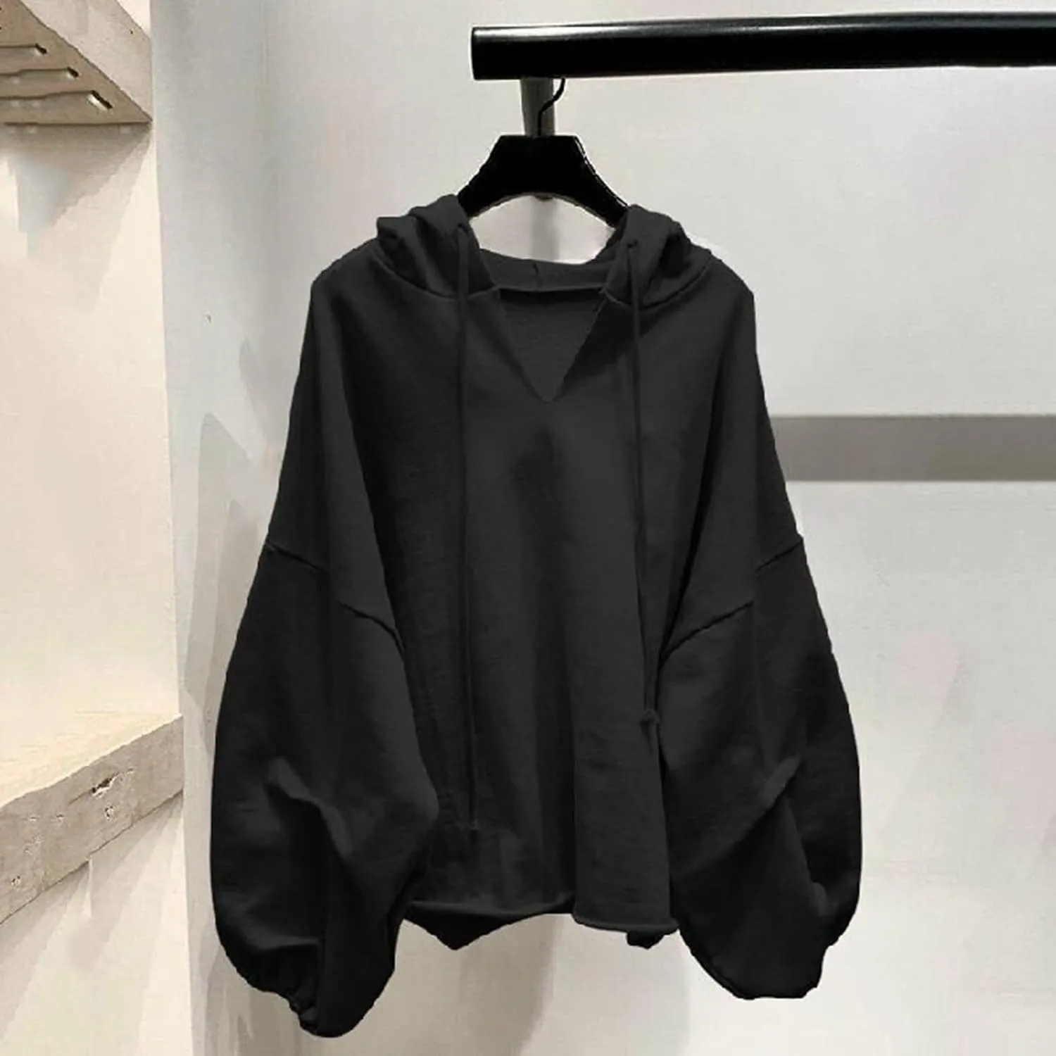 Women's Plus Size Batwing Sleeve V Neck Hoodie Casual Chic Oversized Top for Effortless Style Lace Tunic Plus