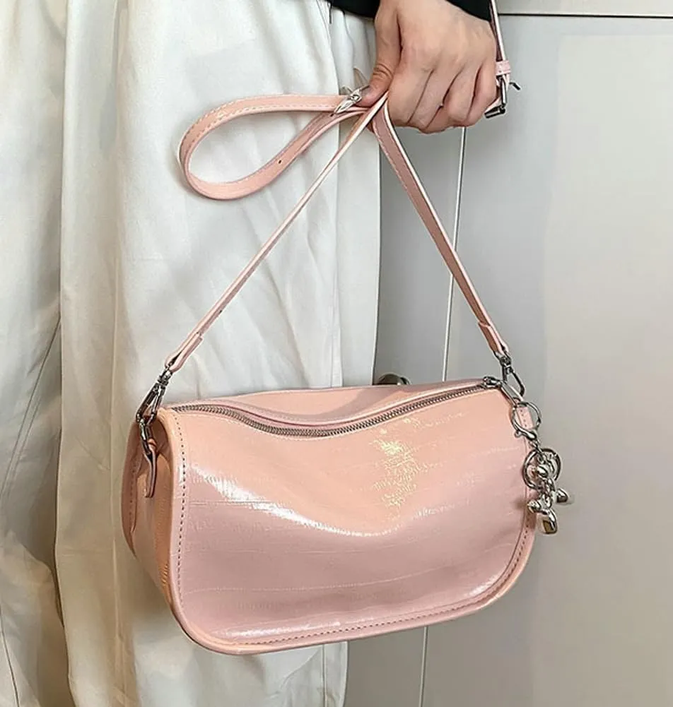 Women's PU Leather Crossbody Handbags Y2K Sparkly Shoulder Tote Bgas Adjustable Strap Hobo Purse