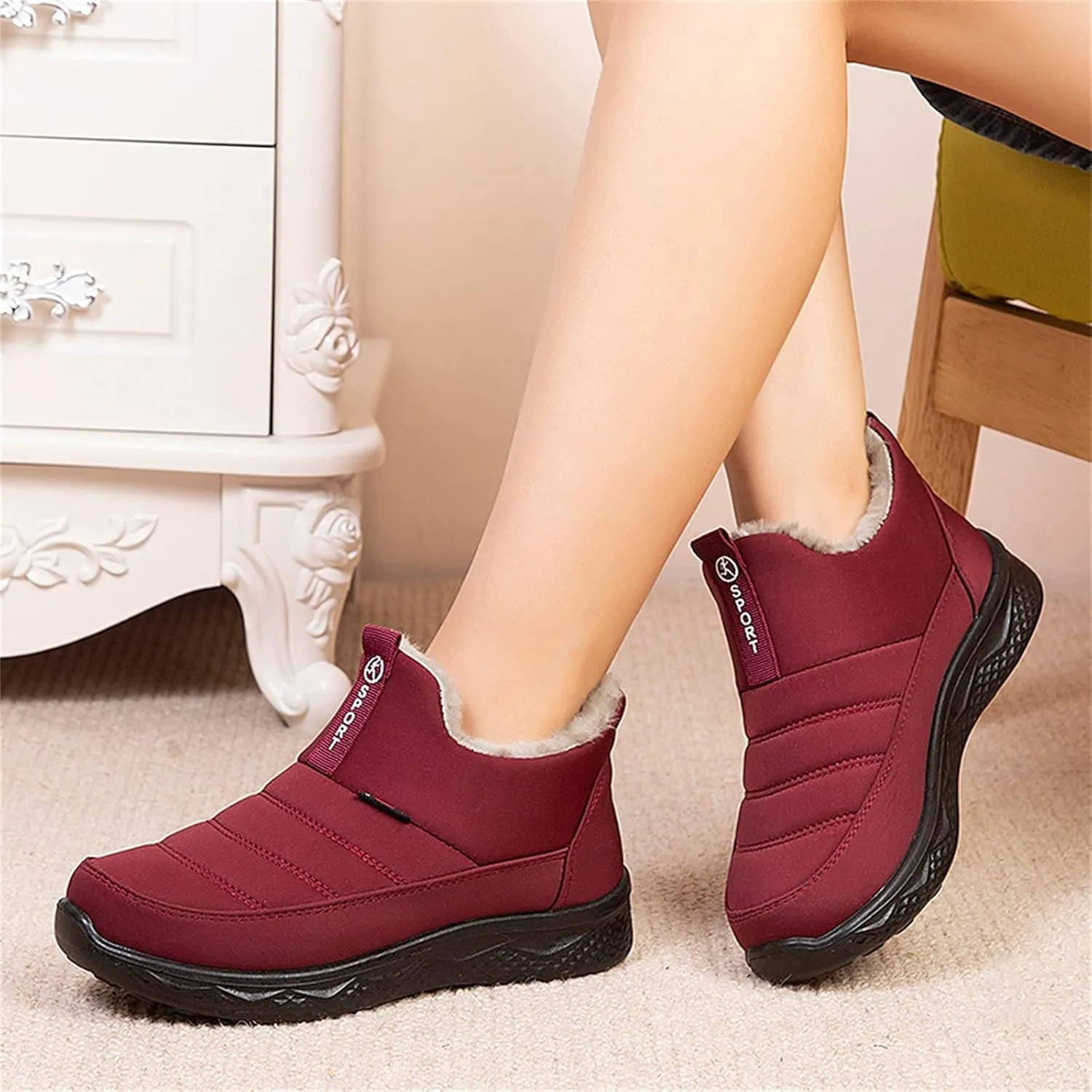 Womens Snow Boots Waterproof Tall Non Slip Winter Work Boots for Women Womens Winter Booties Slippers Winter Womens Boots 9.5 W Botas De Vestir Para Mujer Elegantes Invierno