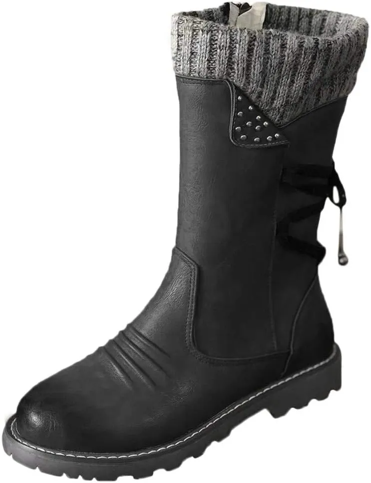 Womens Snow Knee High Winter Boots Ladies Waterproof Warm Fur Lined Non Slip Winter Boots Wide Slip on Boots for Women Ankle Booties Winter Winter Boot Women Fur Botas De Invierno Y Nieve Para Mujer