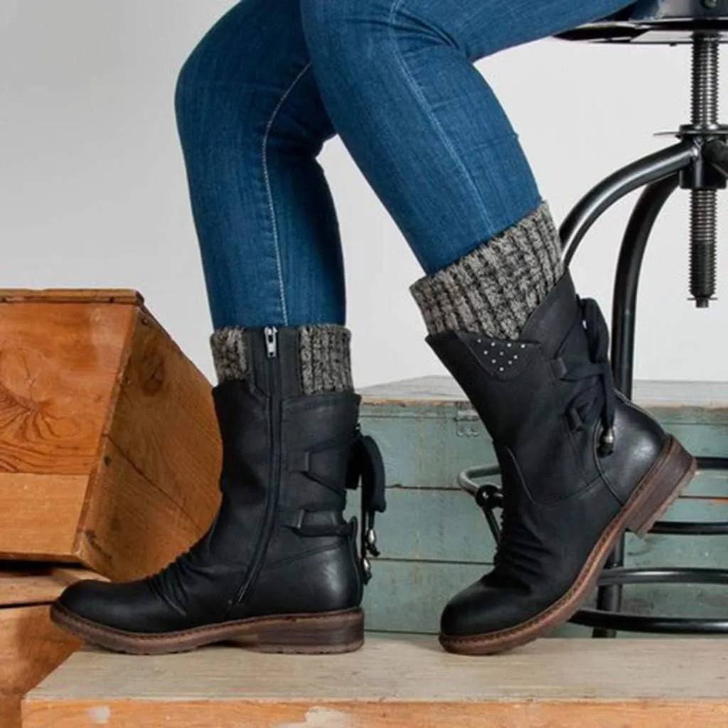 Womens Snow Knee High Winter Boots Ladies Waterproof Warm Fur Lined Non Slip Winter Boots Wide Slip on Boots for Women Ankle Booties Winter Winter Boot Women Fur Botas De Invierno Y Nieve Para Mujer