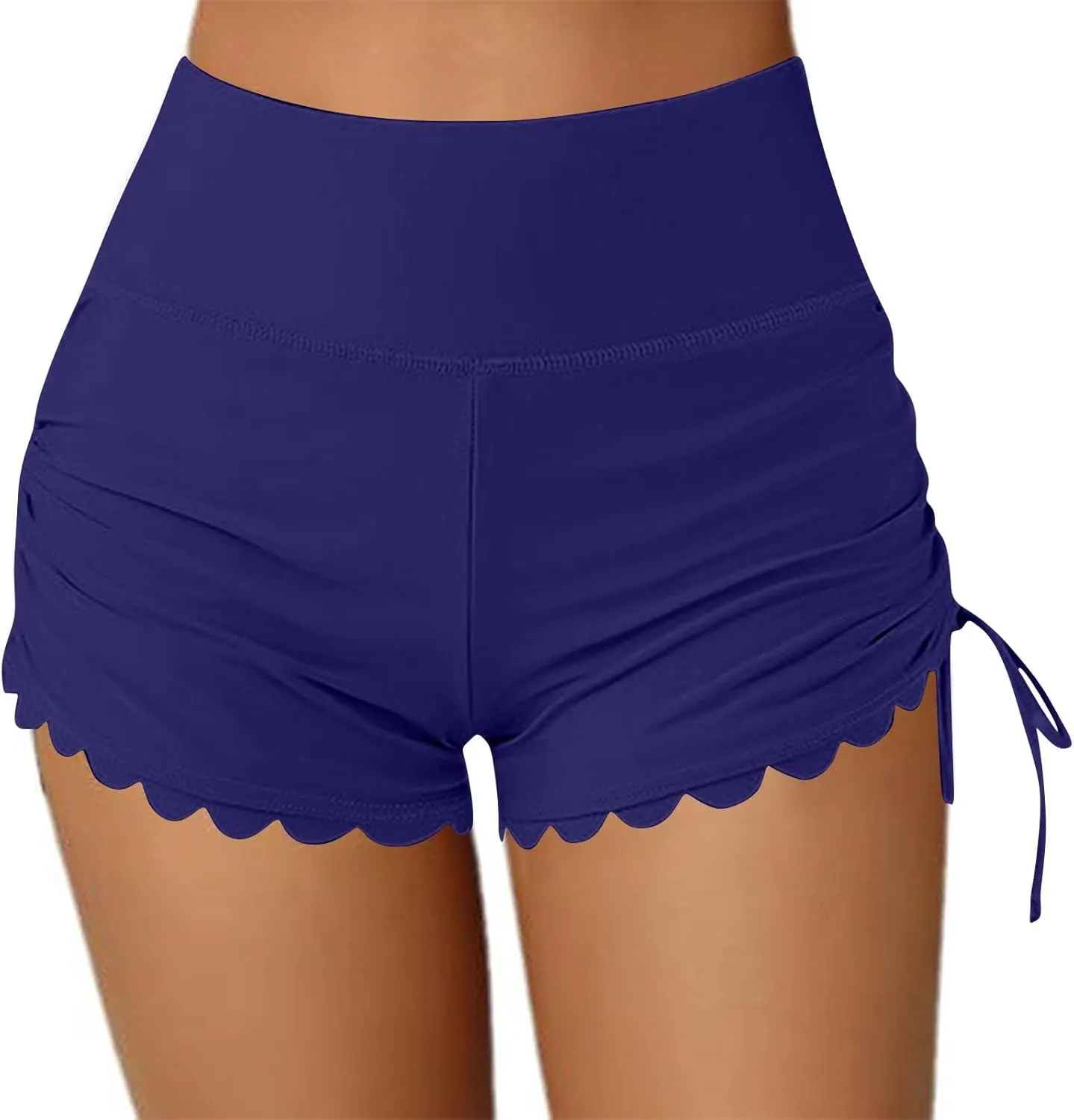 Women's Swim Shorts High Waisted Bathing Suit Bottoms Swimsuit Side Drawstring Boyshorts Swimwear Bikini Board Shorts