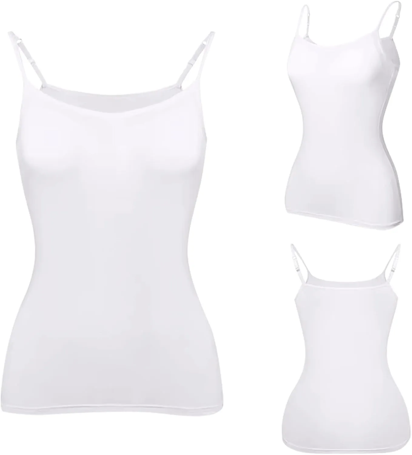Womens Tank Tops with Built in Bra Adjustable Spaghetti Strap Camisole Shelf Bra Cotton Undershirts Layering Tank Tops