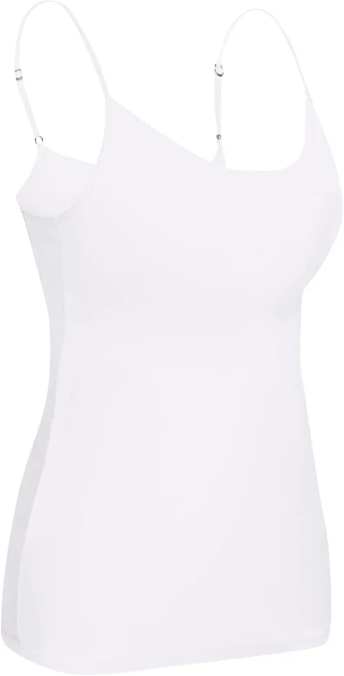 Womens Tank Tops with Built in Bra Adjustable Spaghetti Strap Camisole Shelf Bra Cotton Undershirts Layering Tank Tops