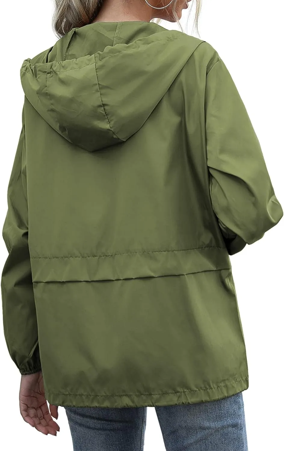 Women's Waterproof Raincoat Lightweight Rain Jacket Hooded Adjustable Windbreaker Rain Coats with Pocket for Outdoor