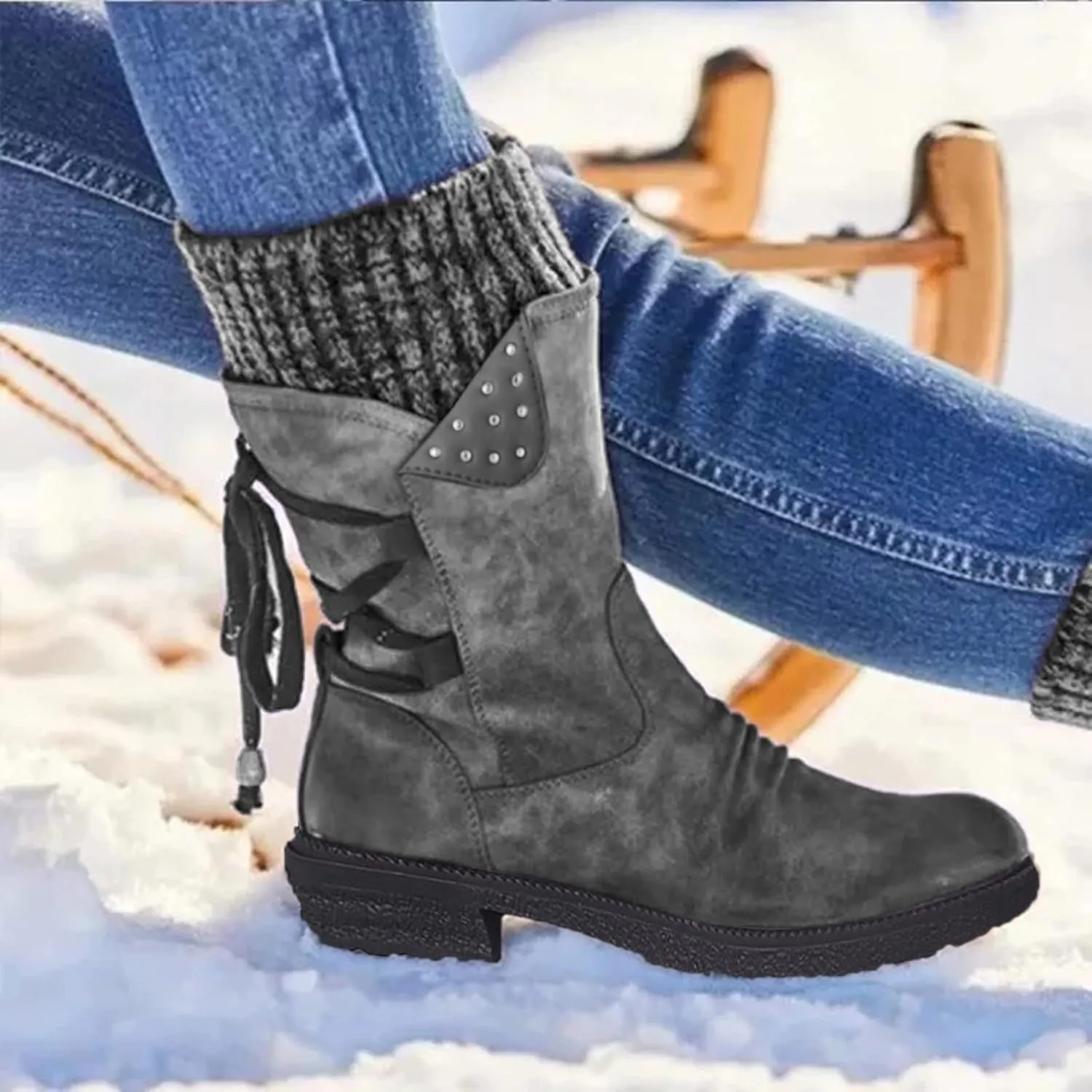 Women's Wide Width Waterproof Ankle Snow Boots Snow Boots for Women 8.5 Wide Women's Boots Winter Waterproof Winter Dress Boots for Women Fashion Womens Winter Ankle Boot