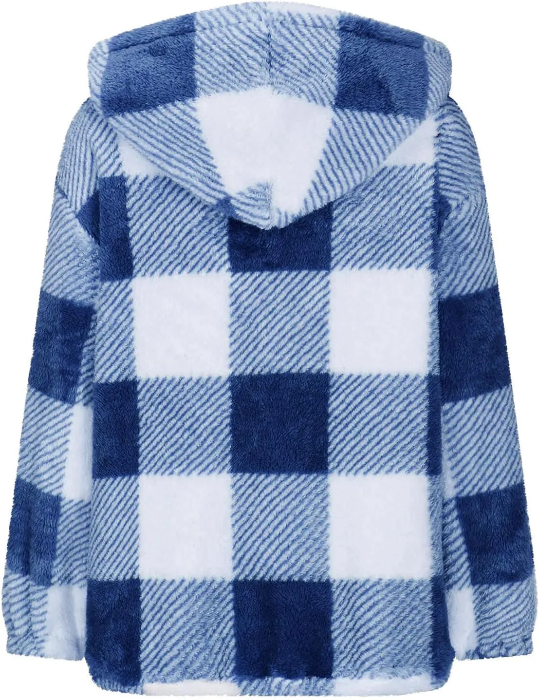 Womens Winter Coats Warm Plush Hooded Jackets Zip Up Button Cardigan Trendy Plaid Fleece Fuzzy Outerwear