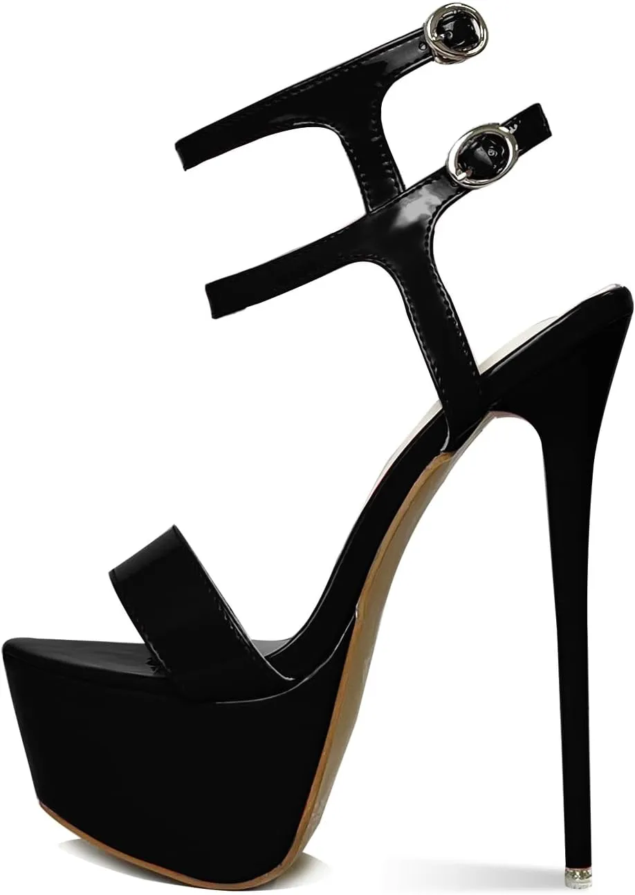 Womens's Stiletto Heels for Women Platform Ankle Two Strap Open Toe Sandals
