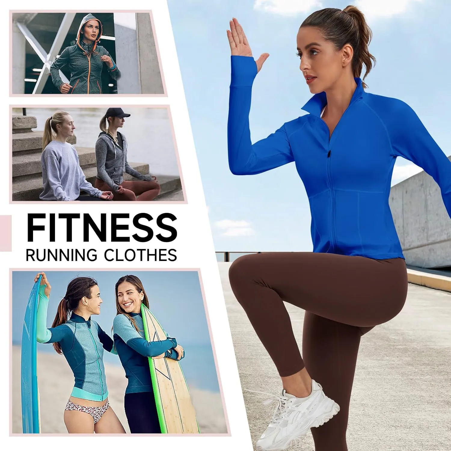 Workout Jackets for Women Zip Up Running Jackets Lightweight Sport Gym Yoga Athletic Clothes Slim Fit