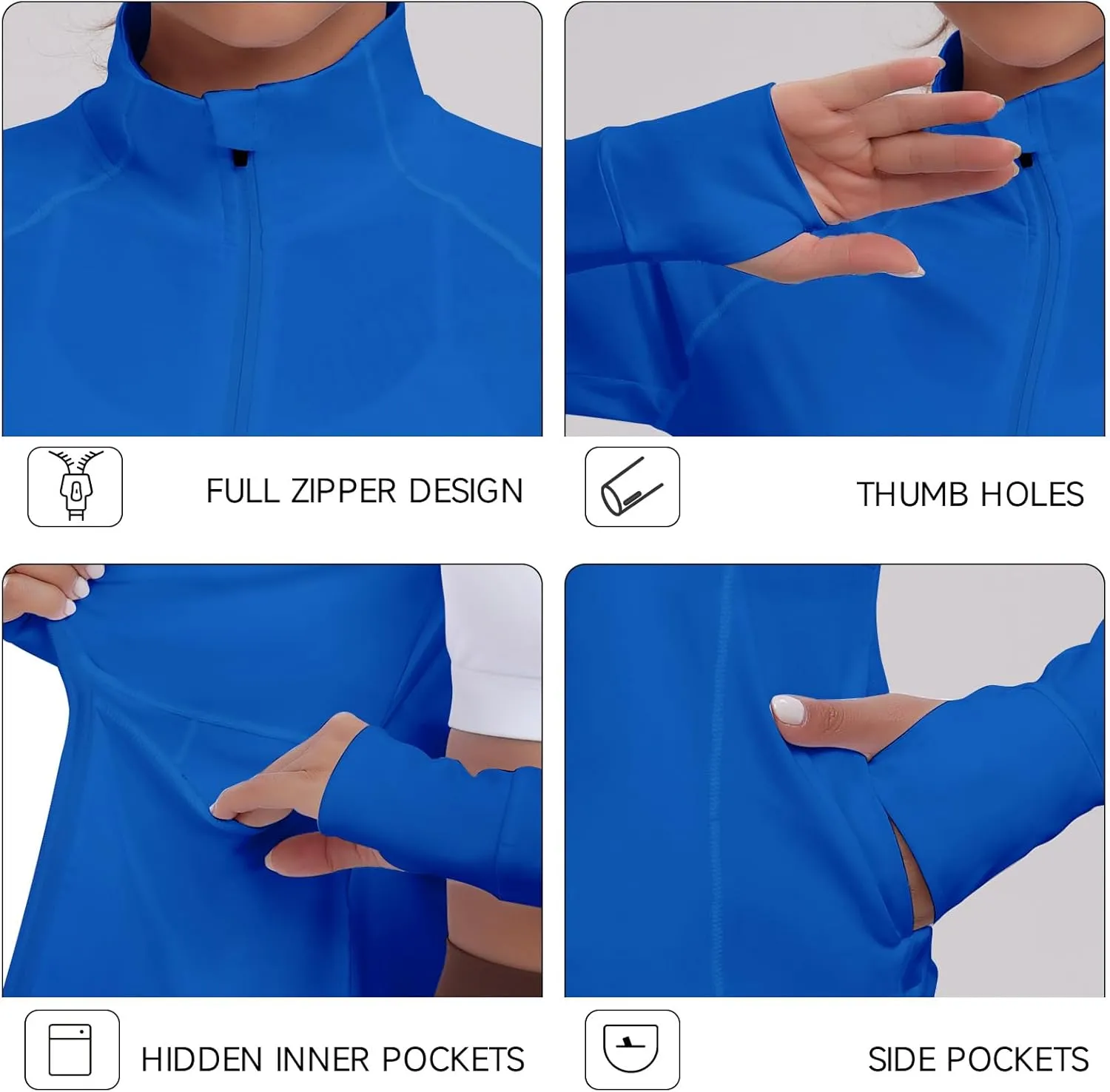 Workout Jackets for Women Zip Up Running Jackets Lightweight Sport Gym Yoga Athletic Clothes Slim Fit