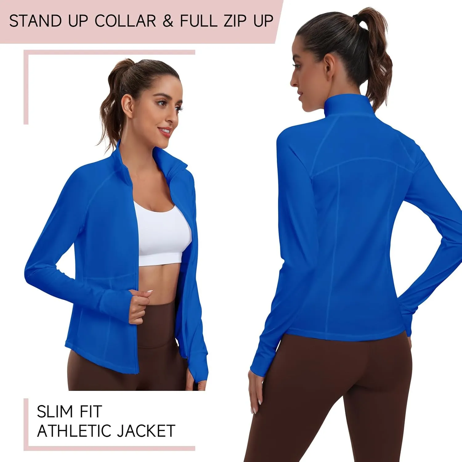 Workout Jackets for Women Zip Up Running Jackets Lightweight Sport Gym Yoga Athletic Clothes Slim Fit