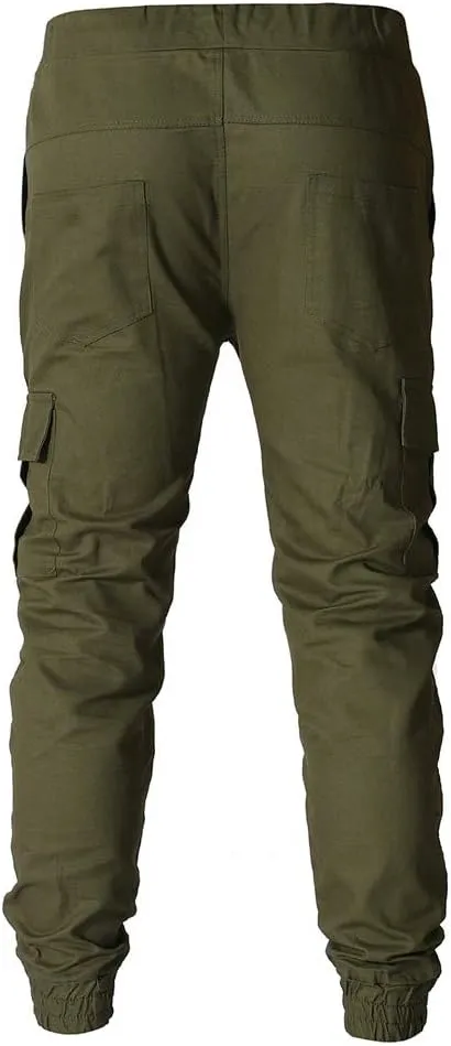 WUAI Mens Fashion Jogger Sweatpants Athletic Casual Slim Fit Cotton Workout Cargo Track Pants Long Khaki Chino Trousers