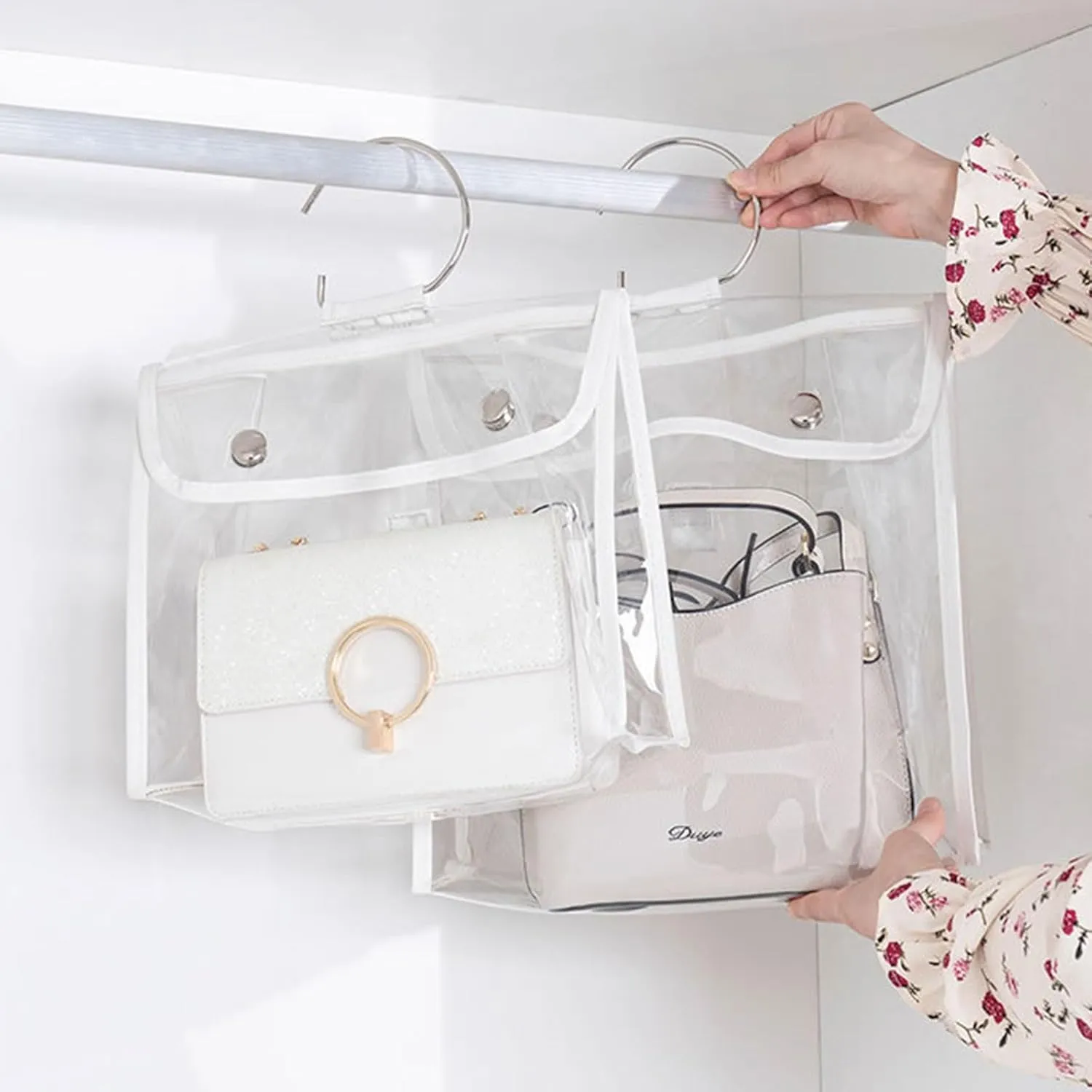 XISAOK Clear Handbag Bag Moistureproof Purse Protector Bag 4 Sizes Handbag Organizers for Closets
