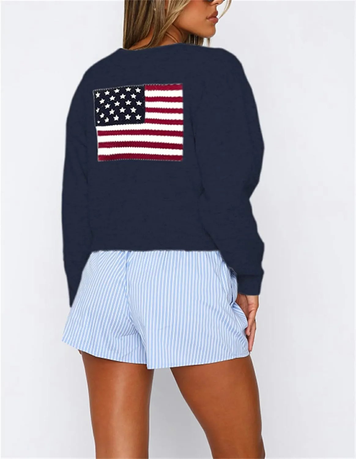 Y2k Knitted Cropped Cardigan Sweaters Women Long Sleeve Button Down Open Front Casual Cardigan Knitwear Top