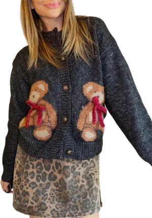 Y2k Knitted Cropped Cardigan Sweaters Women Long Sleeve Button Down Open Front Casual Cardigan Knitwear Top