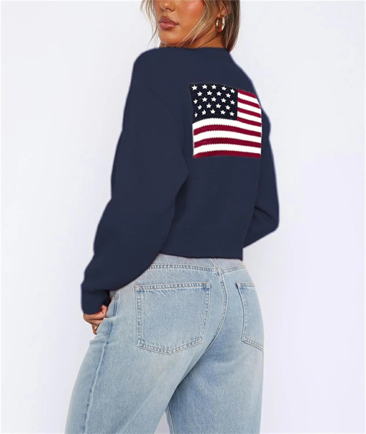 Y2k Knitted Cropped Cardigan Sweaters Women Long Sleeve Button Down Open Front Casual Cardigan Knitwear Top