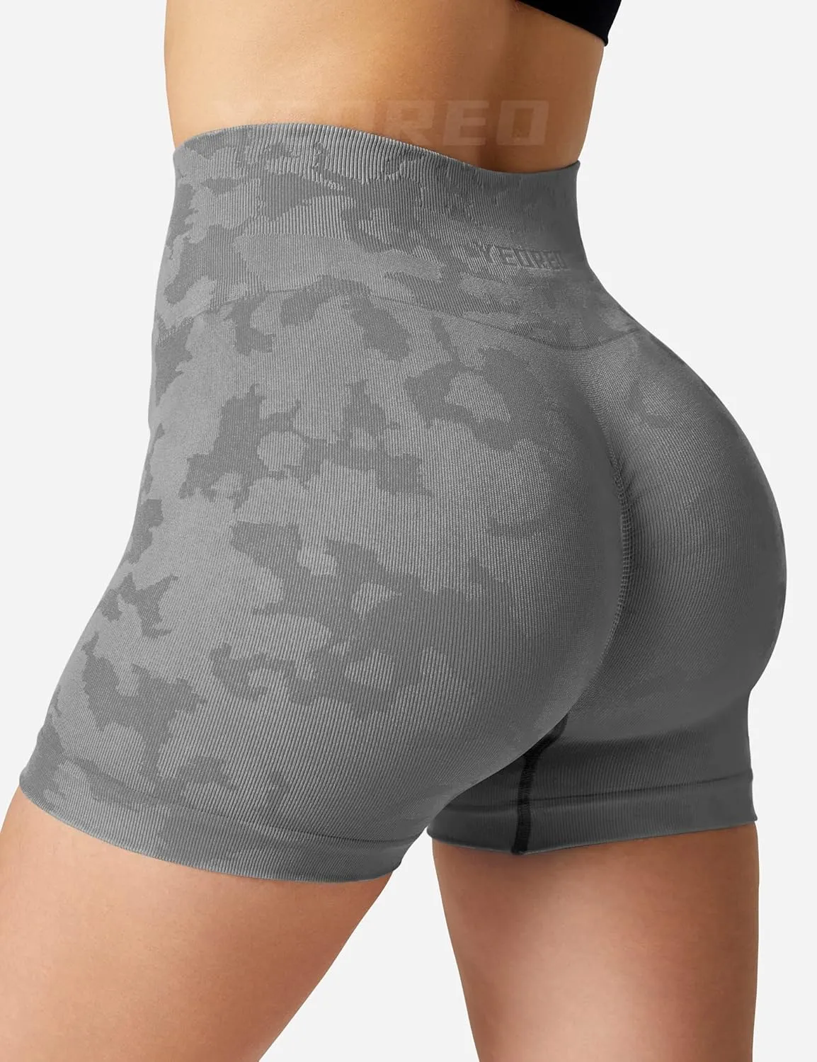 YEOREO Kali Women Scrunch Shorts 3.6" Camo Workout Shorts Seamless High Waisted Gym Shorts Booty Shorts