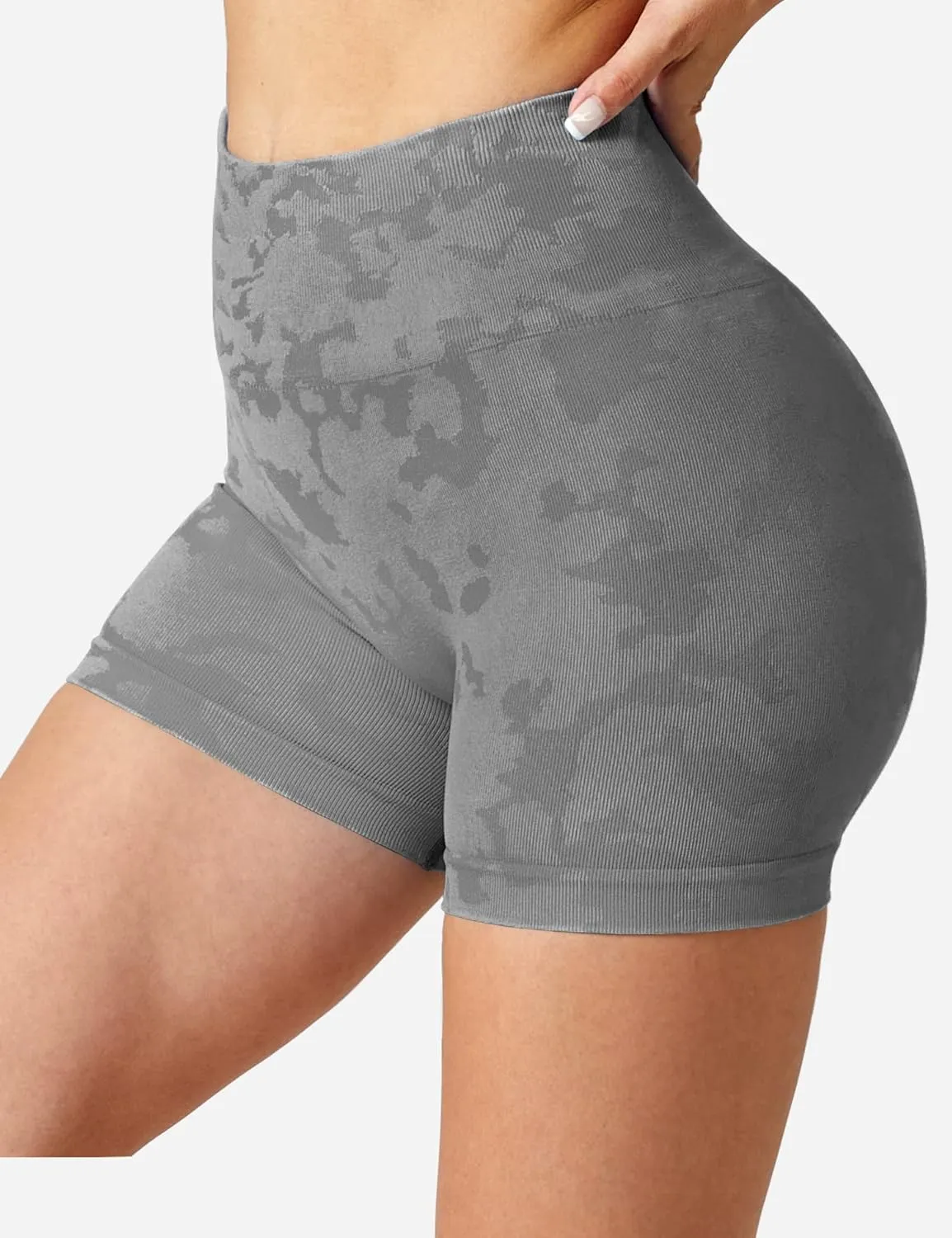 YEOREO Kali Women Scrunch Shorts 3.6" Camo Workout Shorts Seamless High Waisted Gym Shorts Booty Shorts