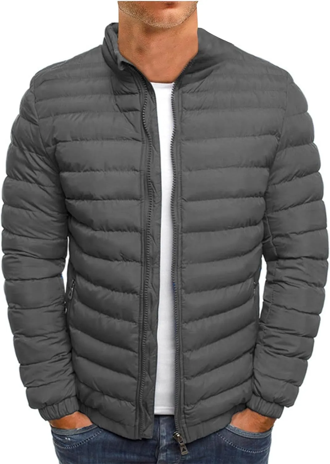 Ymosrh Men's Down Jacket Winter Lightweight Puffer Jacket Warm Insulated Windproof Quilted Coat Jacket, M-2XL