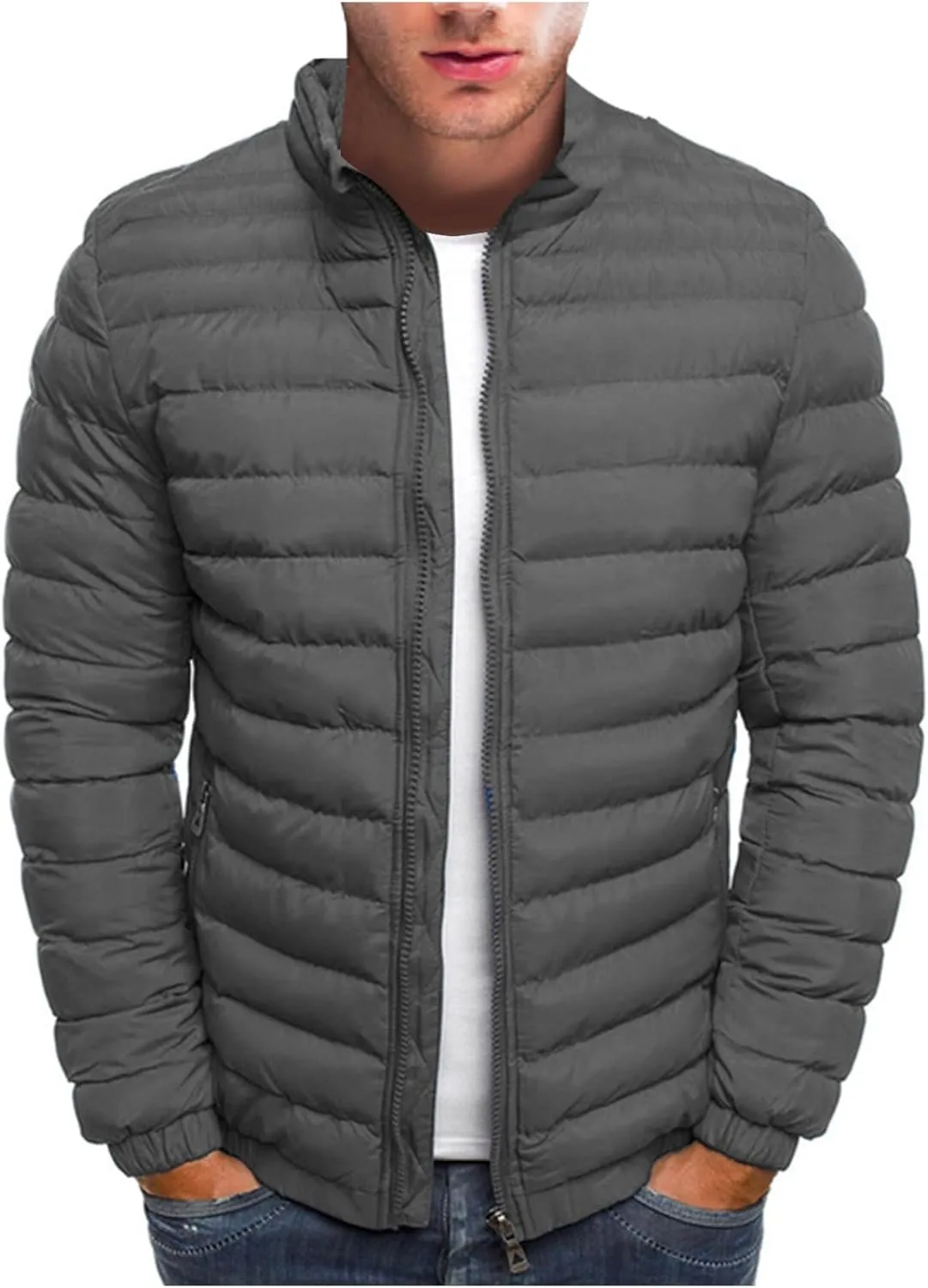 Ymosrh Men's Down Jacket Winter Lightweight Puffer Jacket Warm Insulated Windproof Quilted Coat Jacket, M-2XL