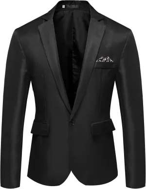Ymosrh Men's Dress Jackets Casual One Button Suit Blazer Jacket Sport Coat for Wedding Prom Dinner Party Sport Coats